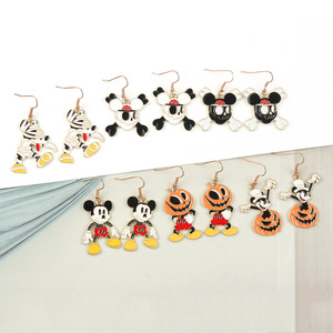 Pendientes Personalizados de Dibujos Animados de Mickey y <span class=keywords><strong>Minnie</strong></span>, Accesorios de Pendiente con Diseño de <span class=keywords><strong>Calabaza</strong></span> para Halloween, Regalos para Mujer, Venta Al por Mayor - Product Image 1