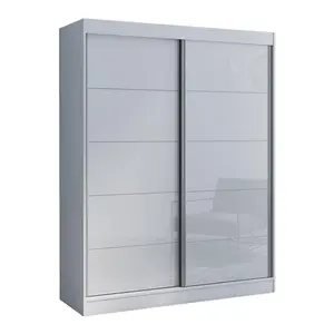 Easy Top Sale Item Elegant High Gloss Fronts With A Matte Body 2 Doors Sliding Design High Gloss Wardrobe