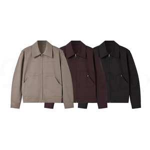 Giacca in Tela Elastica con Rivetti per <span class=keywords><strong>Uomo</strong></span>, Nuovo Modello Autunno-Inverno, Stile Vintage con Risvolto, Abbigliamento da Lavoro - Product Image 1