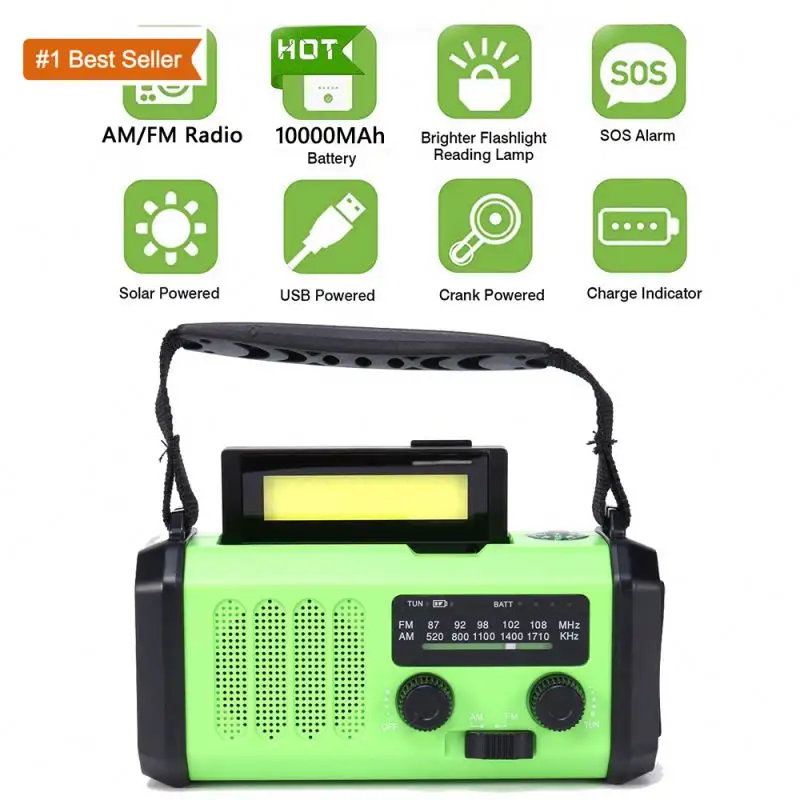 Jumon Emergency Hand Crank Wetter Radio 10000mAh Battery Power Bank SOS LED Torch AM FM NOAA Weather Radio