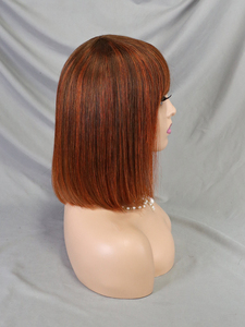 Listo para ir, peluca corta Bang Bob, cabello humano sin pegamento, peluca sin encaje para mujeres, pelucas rectas de corte Romo hechas a máquina para principiantes - Product Image 2