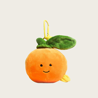 Porte-clés en peluche orange en forme de fruit, poupée tangerine douce et rembourrée, avec lunettes et cordon tressé, breloque de sac, ornement de sac à dos, cadeau, style dessin animé
