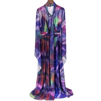 Robe longue élégante en mousseline de soie imprimée fleurs XXL 2025 pour femme, style soirée chic pour les vacances à la plage, Abaya