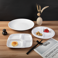 Assiette à repas rapide à 4 compartiments, assiette divisée en mélamine pour le petit-déjeuner avec compartiment pour la sauce