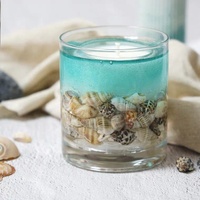 Großhandel Luxus benutzer definierte Duft kerzen in Jar Soja getrocknete Blume Muschel Gel Wachs Gelee Glas Kerzen