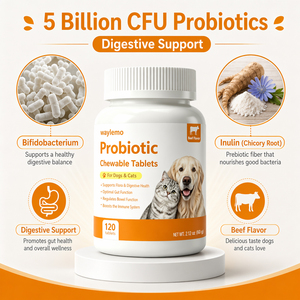 Comprimés à mâcher probiotiques Waylemo pour chiens et chats, probiotiques pour chiens, santé intestinale, fonction digestive et soutien immunitaire, 120 comprimés - Product Image 3