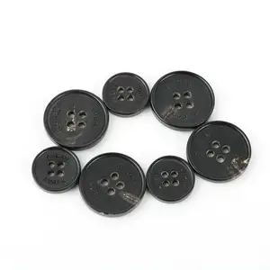 Custom Engraved Logo Black Natural Real Genuine Cow Buffalo Horn Buttons