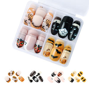 Venta al por mayor de Halloween de prensa en las uñas 4 diseños/caja de uñas postizas con diseños sangrientos Web aterrador gótico acrílico <span class=keywords><strong>Terror</strong></span> Nails 96PCs - Product Image 2