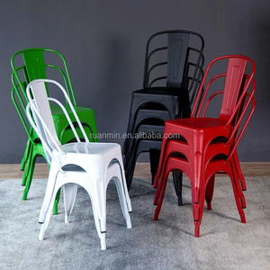 Chaises industrielles en fer couleur personnalisable en gros d'usine Restaurant bar Restauration rapide Meubles bon marché Chaises empilables - Product Image 1