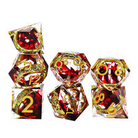 Prix d'usine : Ensemble de dés polyédriques en résine à bords tranchants avec anneau intégré pour D&D, jeux de société et jeux de rôle