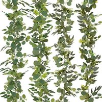 Guirlande de Noël en rotin décorative, fausse feuille d'eucalyptus, lierre de saule, guirlande de fleurs artificielles pour la décoration de couronnes de Noël