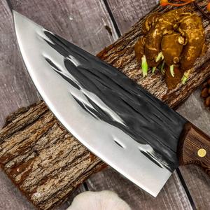 Cuchillo de Cocina de Acero con Alto Contenido de Carbono Forjado a Mano de 8 Pulgadas con Mango de Madera de Wengué, Cuchillo de Chef <span class=keywords><strong>Chino</strong></span>, Cuchillo de Carnicero - Product Image 4