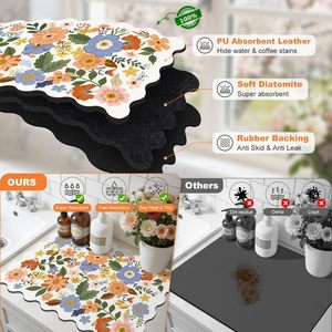 Tapis absorbant pour bar à café, séchage rapide, en diatomite, avec support antidérapant pour évier de cuisine et comptoir, directement de l'usine - Product Image 2