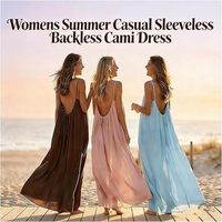 Robe Cami Décontractée Sans Dos pour Femme, Sans Manches, Été, 100% Polyester, Lavable, Importée, Chic, Taille Cintrée