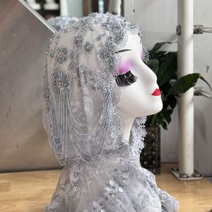 Nuovo Scialle Premium Ricamato con Perline Fatte a Mano - Copricapo da Preghiera per Donne Musulmane con Bordo in Pizzo ed Elegante Coprispalle - Product Image 5