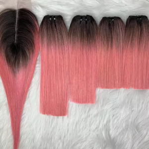 Cheveux raides super double bruts tendance, racines foncées ombrées, blond clair, trame machine, paquet, échantillon gratuit - Product Image 3