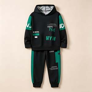 Ensemble de survêtement 2 pièces Ninos <span class=keywords><strong>Hip</strong></span> <span class=keywords><strong>Hop</strong></span> : Hoodie Color Block et Jogger Cargo – Personnalisation ODM/OEM, Vente en Gros, <span class=keywords><strong>Tenue</strong></span> Quotidienne Streetwear et Danse - Product Image 3