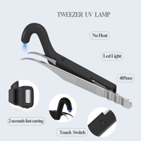 Pince à épiler multifonctionnelle 2 en 1 avec lumière UV, rechargeable, accessoire de maquillage pour cils et ongles