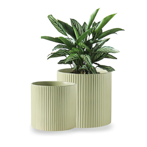 Maceta nórdica contemporánea para interiores, caja para macetas, maceta redonda acanalada recubierta de polystone - Product Image 2