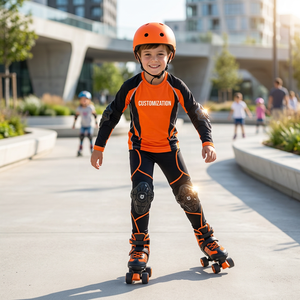 Offre Spéciale : Ensemble Maillot et Patins à Roulettes Personnalisés pour Enfants – Manches Longues avec Casque, Genouillères et Coudières pour le Patinage et le Cyclisme en Extérieur - Product Image 2