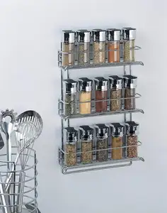 不锈钢三层厨房香料架组织器搁板厨柜餐具室组织器用于非折叠架、非折叠架