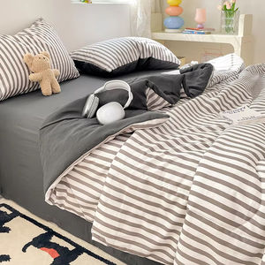 Edredón agradable a la piel Edredón estampado Estilo de rayas Edredón <span class=keywords><strong>Niñas</strong></span> Niños Habitación Colcha Edredones suaves - Product Image 2