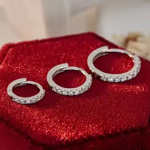 时尚珠宝moissanite钻石圈耳环袖口白金镀金925纯银耳环