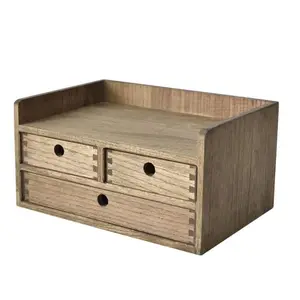 Деревенский деревянный настольный шкаф для хранения с 3 ящиками, небольшая деревянная коробка-органайзер для дома, ювелирная косметика