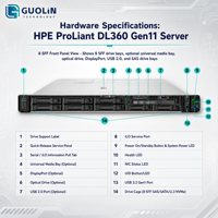 Serveur en rack HPE ProLiant DL360 Gen11 1U d'origine, nouveau, avec processeur Intel Xeon Gold 6530 32 cœurs, 128 Go de mémoire DDR5, 8SFF