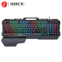 IMICE GK-700 nouveau clavier de jeu avec repose-mains, 104 touches, capuchons de touches multicolores et rétroéclairé arc-en-ciel