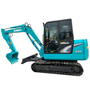 Mini-excavatrice sur chenilles Kobelco SK60 de 6 tonnes, 100 % fabriquée au Japon, avec moteur, haute puissance de terrassement, d'occasion, bien entretenue, 2021 - Product Image 1