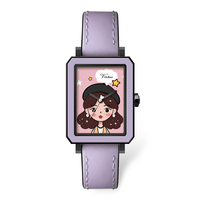 Montre pour enfants Virtue 2025 pour femmes, boîtier en alliage, résistante à l'eau, bracelet en cuir, mouvement à quartz, style dessin animé, nouveau design