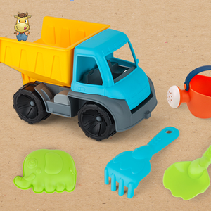 Ensemble de 5 camions de plage pour enfants avec benne basculante, arrosoir, râteau, pelle et moules - Product Image 5