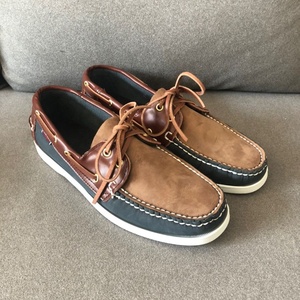 Mocassins et <span class=keywords><strong>chaussures</strong></span> <span class=keywords><strong>bateau</strong></span> pour hommes en cuir nubuck <span class=keywords><strong>bleu</strong></span> <span class=keywords><strong>marine</strong></span> et beige, toutes saisons, résistants, à plateforme, confortables, style décontracté et mode, pour la marche pieds nus - Product Image 3