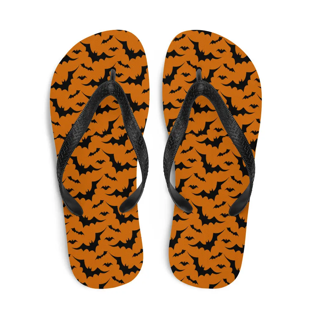 Halloween Morcego Abóbora Impressão On Demand Flip Flops Chinelos Em Casa Dos Homens Não-slip Chinelos Sandálias de Praia Das Mulheres Presente Do Feriado Drop Shipping