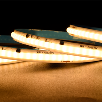 Bande LED COB AC220V 480 LED/m 8mm 8W/m Blanc réglable 2700K-6500K CRI90 Haute tension à alimentation directe Sans points Flexible Lumière COB