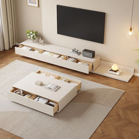 Mueble de TV para Sala de Estar, Soporte de TV Extensible, Mueble de Almacenamiento Blanco, Mueble de TV de Diseño Moderno para Sala de Estar