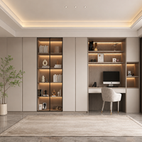 Bibliothèque en bois sur mesure, directement de l'usine, avec bureau informatique intégré, étagère murale et armoire de rangement, écologique, pour bureau à domicile et étude