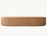 Hochwertiger Skandinavischer Japanischer Stil Massivholz-Eiche & Rattan Handgefertigter Ovaler Couchtisch mit Anpassbaren Optionen Antikes Design