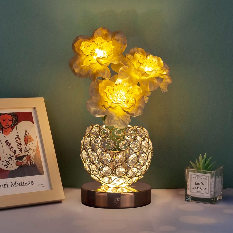 Led Camellia Crystal Atmosphere Lamp Gifts