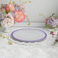 Table de dîner de mariage moderne européen Chargeur d'assiettes à fruits Cercle violet en cristal transparent pour plats de service Assiettes