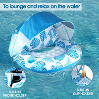 Chaise de piscine Lounge Flotteur Appui-tête ergonomique réglable Flotteur de piscine gonflable avec auvent
