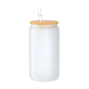 50 packs de mugs en verre givré transparent pour café glacé avec couvercles en bois, vinyle, 16 oz, anti-fuite, réutilisables, sans BPA, impression par sublimation - Product Image 3