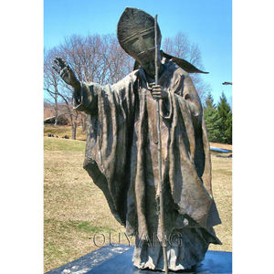 Church Decoration Hand Cast Life Size Bronze John Paul II Statue Catholic Religious Pope Bronze Sculpture with Cross <strong>Staff</strong> - Product Image 3
