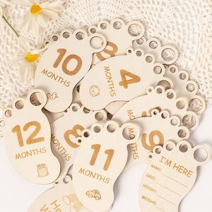 Wholesale Footprint Shaped Baby Milestone Cards Keepsake <b>Memory</b> Set Baby 12 Months Growth Marker Thoughtful <b>Gift</b> for New Parents - Product Image 2