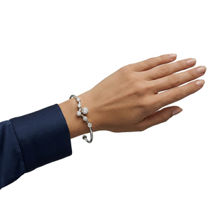 Flower Shape Trendy Moissanite <b>Charm</b> Bracelet 925 Silver Minimalist Women's Jewelry Brilliant Cut Channel Setting Gift Party - Product Image 2