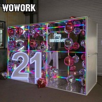 WOWORK Panneau miroir magnétique sans fil Infinity Neon 3D Disco RGB Effect LED Dance Floor Light pour la décoration de fêtes de mariage