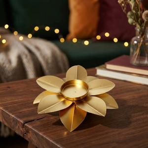 Lotus Design Fancy Candlelight Portavelas Venta caliente Metal de lujo en hierro Chapado en oro Vela Tea Light Candle Stand - Product Image 6