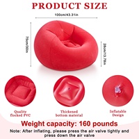 Chaises longues gonflables de haute qualité avec dossier d'accoudoir Valve d'air Portable floqué canapé gonflable canapé pour Camping maison rouge