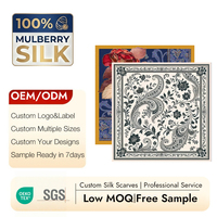 Écharpe carrée en soie twill personnalisée, disponible en plusieurs tailles, ourlet roulé à la main, impression double face, motif floral Paisley, OEM ODM